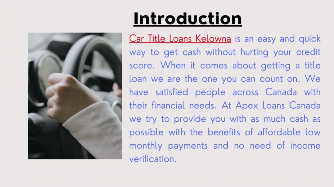 Get car title loans kelowna with no income verification