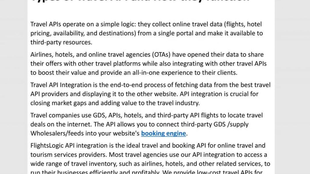 ⁣Types of Travel APIs