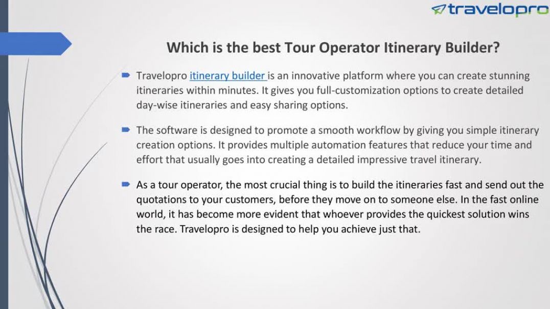 ⁣Tour Operator Itinerary Builder