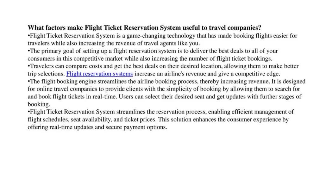 FLIGHT TICKET RESERVATION SYSTEM