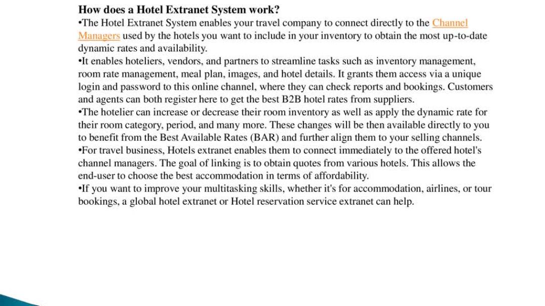 ⁣HOTEL EXTRANET SYSTEM