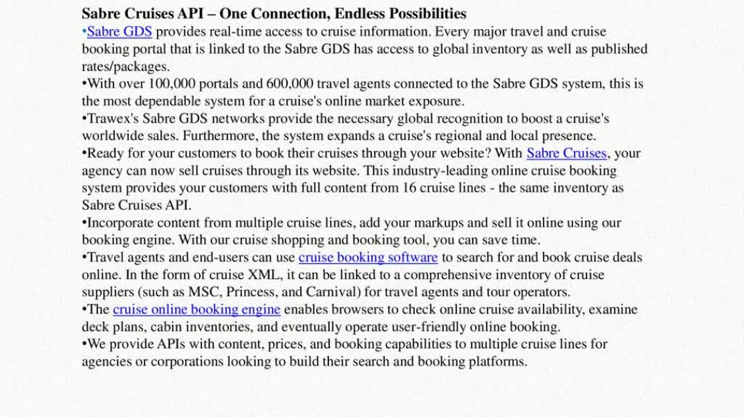 ⁣SABRE CRUISES API